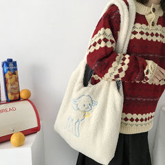 Cute Lamb Plush Shoulder Bag