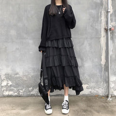 Gothic Ruffle Long Skirt