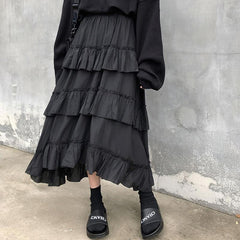 Gothic Ruffle Long Skirt