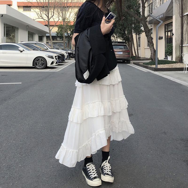 Gothic Ruffle Long Skirt