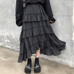 Gothic Ruffle Long Skirt