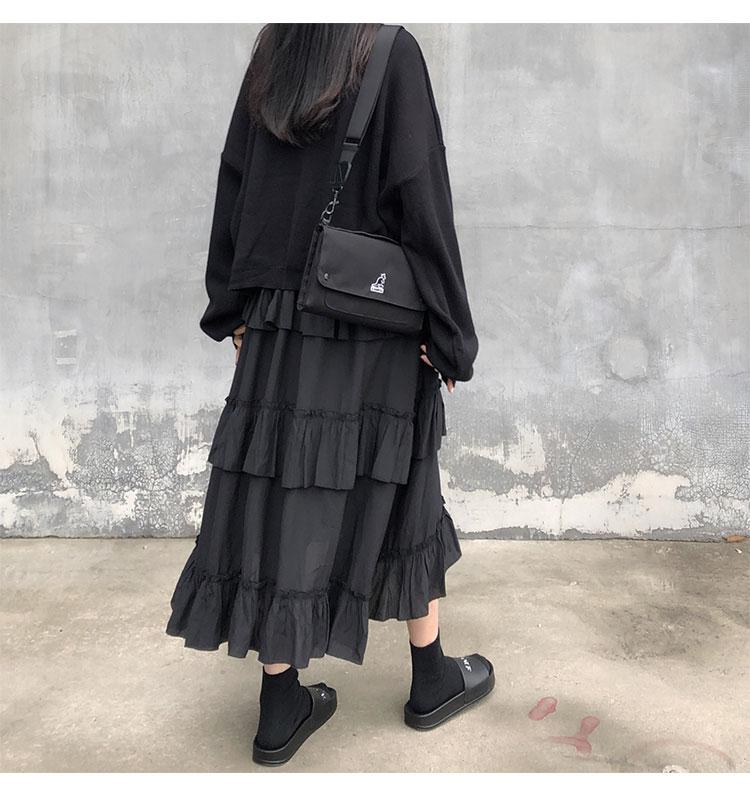 Gothic Ruffle Long Skirt