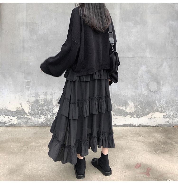 Gothic Ruffle Long Skirt