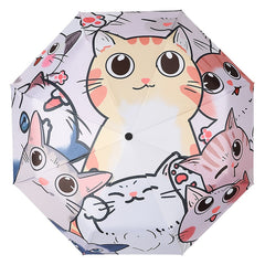 Automatic Sunscreen Cute Cat Claw Three-Folding Umbrella