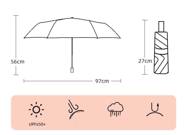 Automatic Sunscreen Cute Cat Claw Three-Folding Umbrella