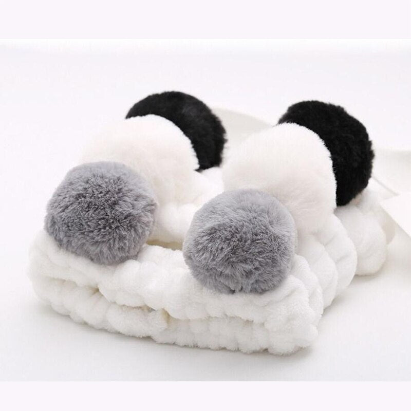 Cute Panda Ear Coral Fleece Headband