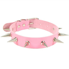 Gothic Pink Spiked Chokers Necklaces