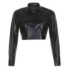 Autumn Chic Cropped Leather Jacket