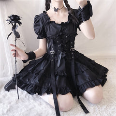 Black Gothic Lolita Punk Dress