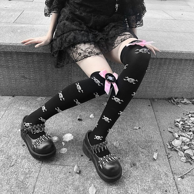 Gothic Harajuku Bow Stockings