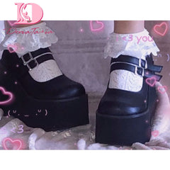 Goth Double Buckle Cute Mary Janes Wedges