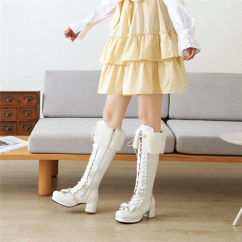 Lolita Cross Tied High Heel Boots