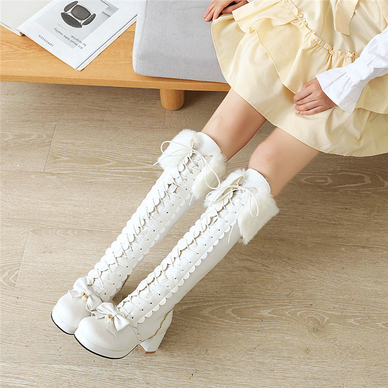 Lolita Cross Tied High Heel Boots