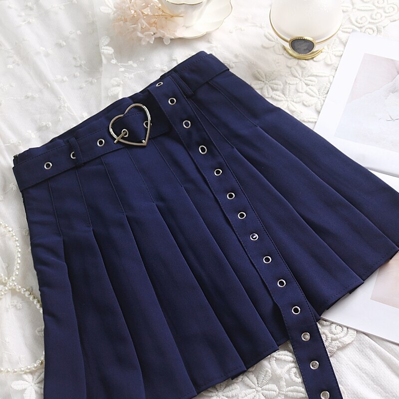 JK Pleated Skirt with Heart Shape Belt