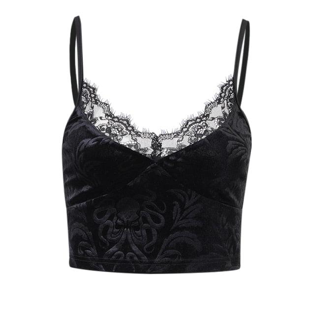 Gothic Dark Lace Halter Tops