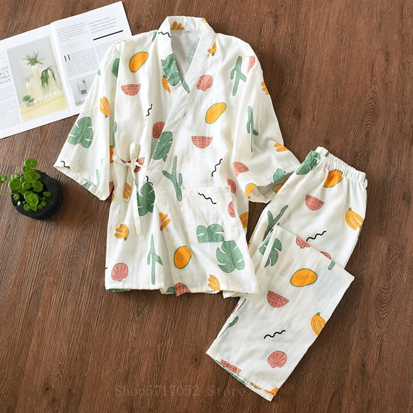 Kawaii Cat Printed Kimono Lover Pajamas