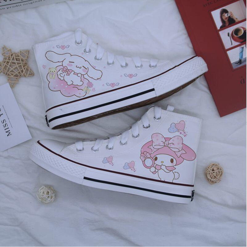 Kawaii Pink Dog Student High Top Canvas