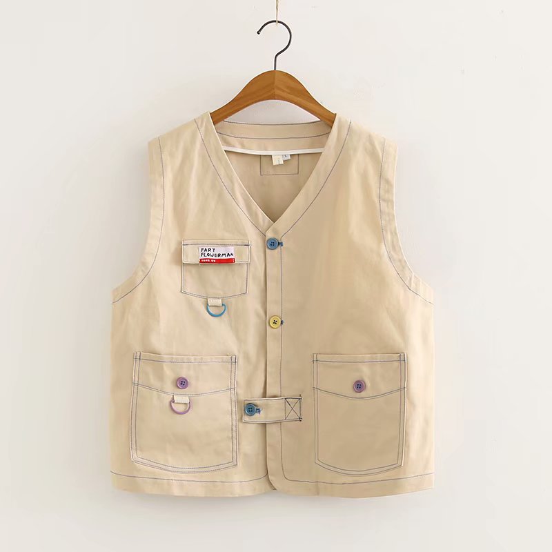 Japanese Girl Khaki Overalls Vest