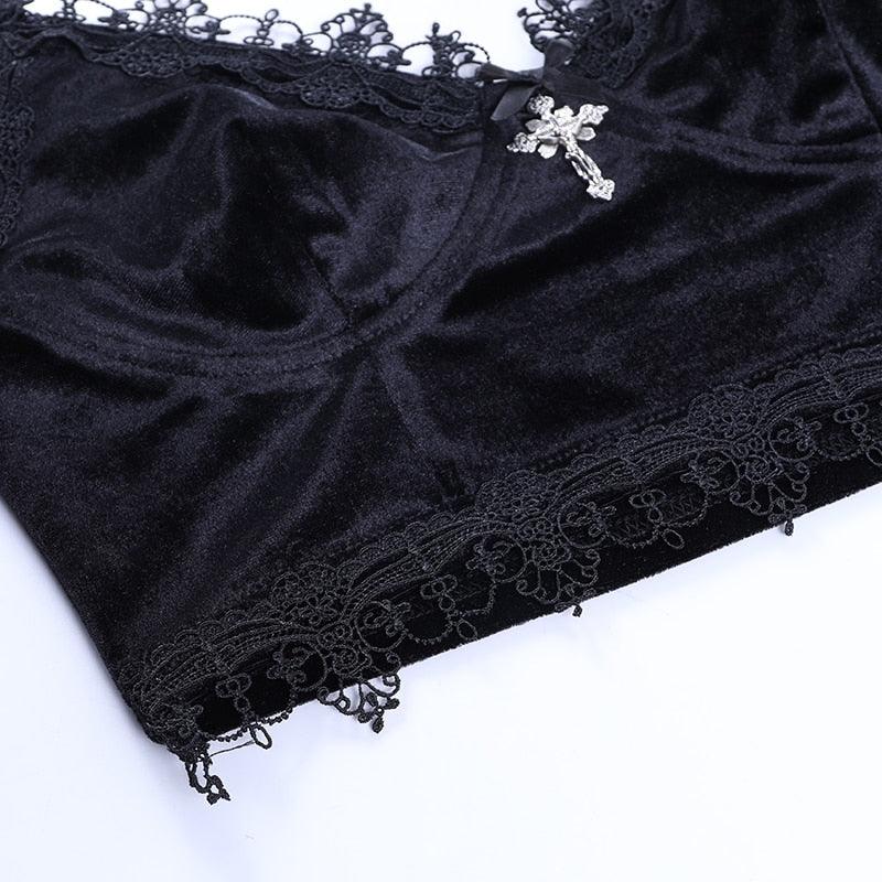 Gothic Dark Lace Halter Tops