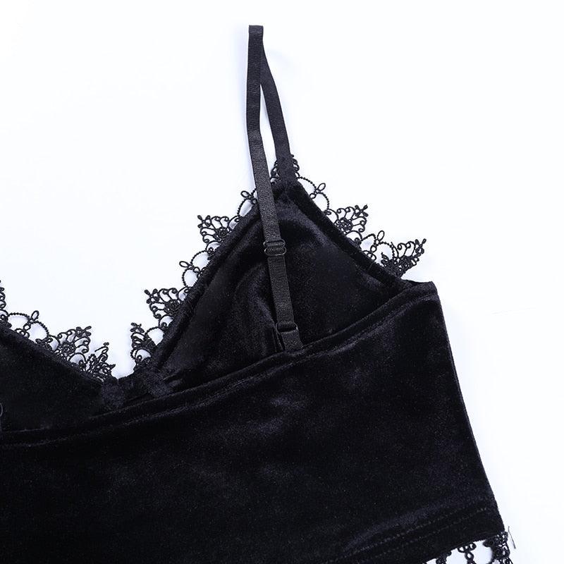 Gothic Dark Lace Halter Tops