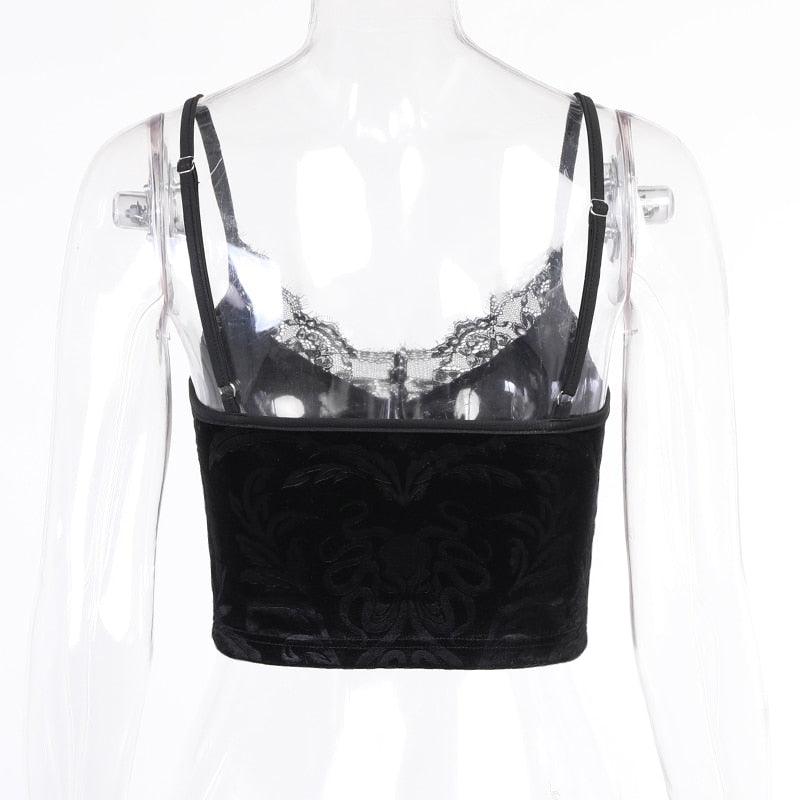 Gothic Dark Lace Halter Tops