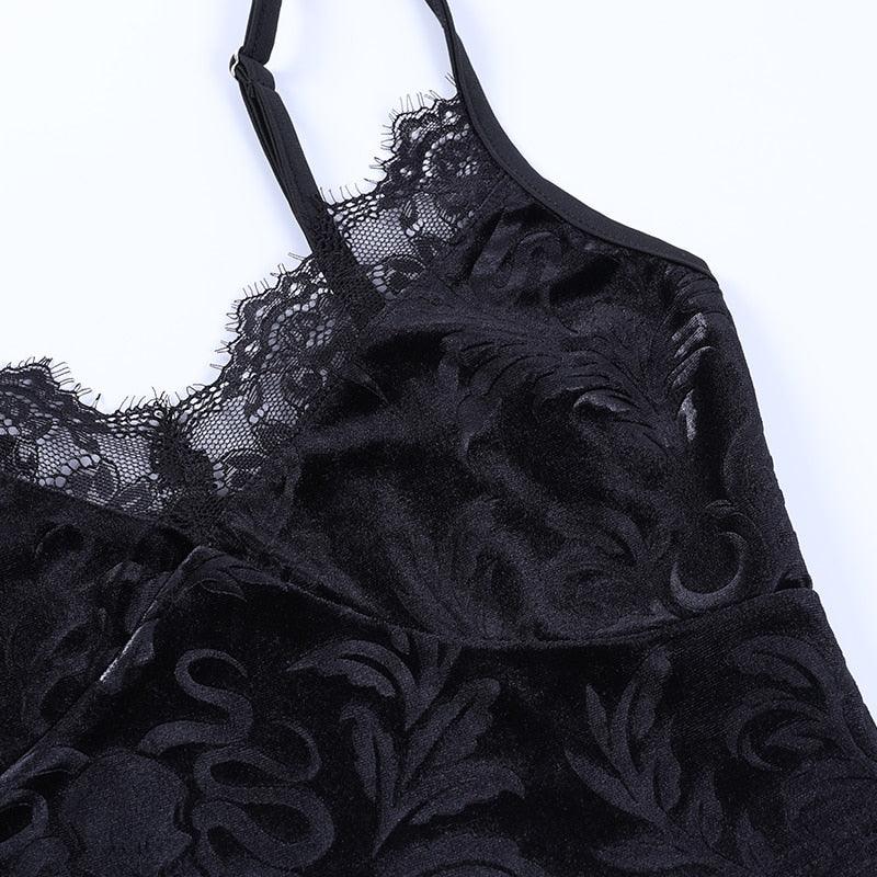 Gothic Dark Lace Halter Tops