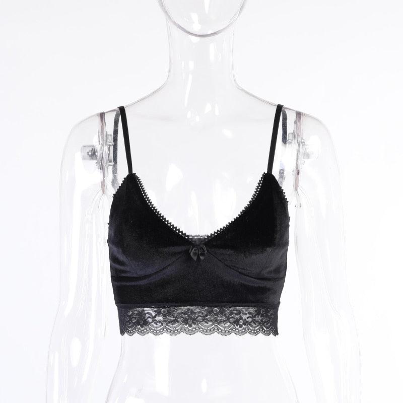 Gothic Dark Lace Halter Tops