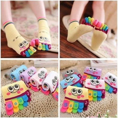 Cute Five Toe Crew Finger Socks