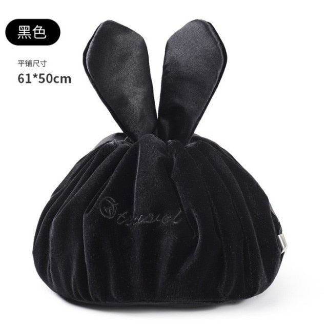 Kawaii Rabbit Ear Flannel Lazy Cosmetic Bag