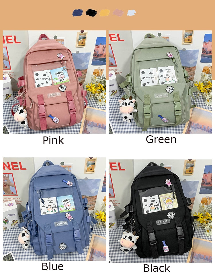 Kawaii Cow Toy Girls Harajuku Backpack