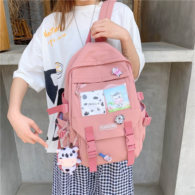 Kawaii Cow Toy Girls Harajuku Backpack