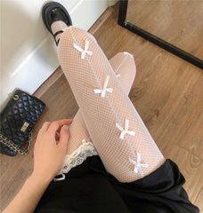 Jk Bow Fishnet Lolita Socks