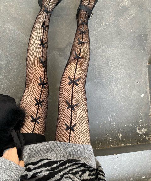 Jk Bow Fishnet Lolita Socks