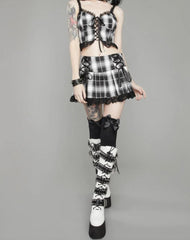 Japanese Gothic Plaid Lace Skirt