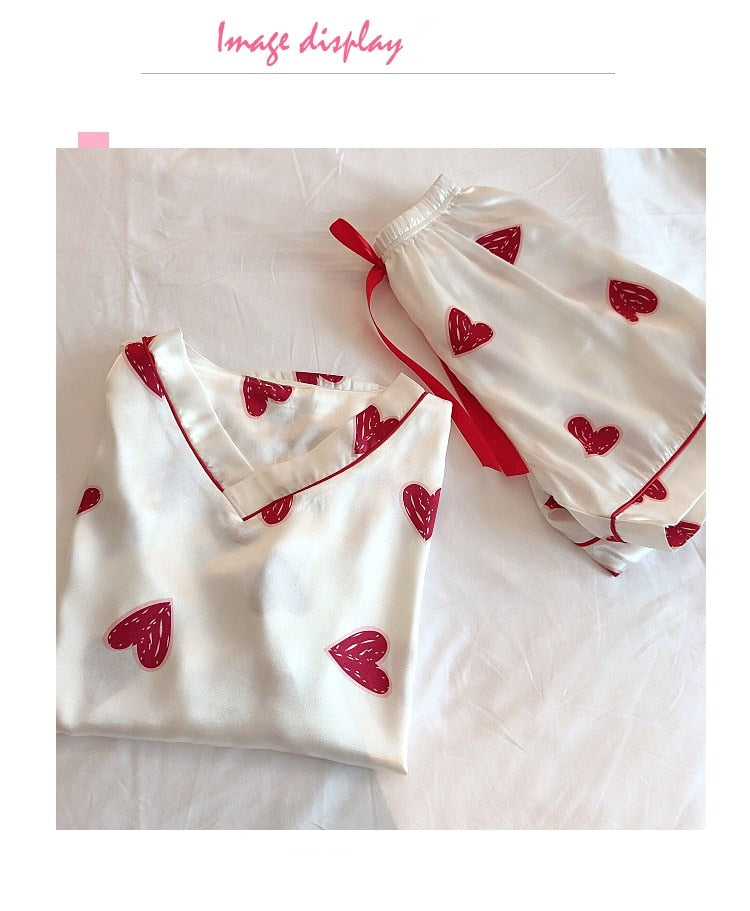 Cute Kawaii Heart print Pajama Set