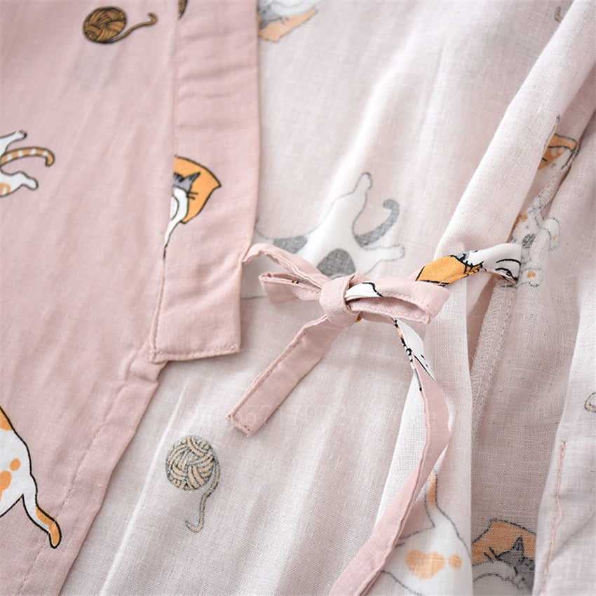 Kawaii Cat Printed Kimono Lover Pajamas