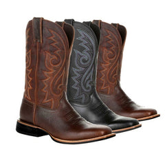 Mens Embroidered Retro Western Cowboy Boots Plus Size