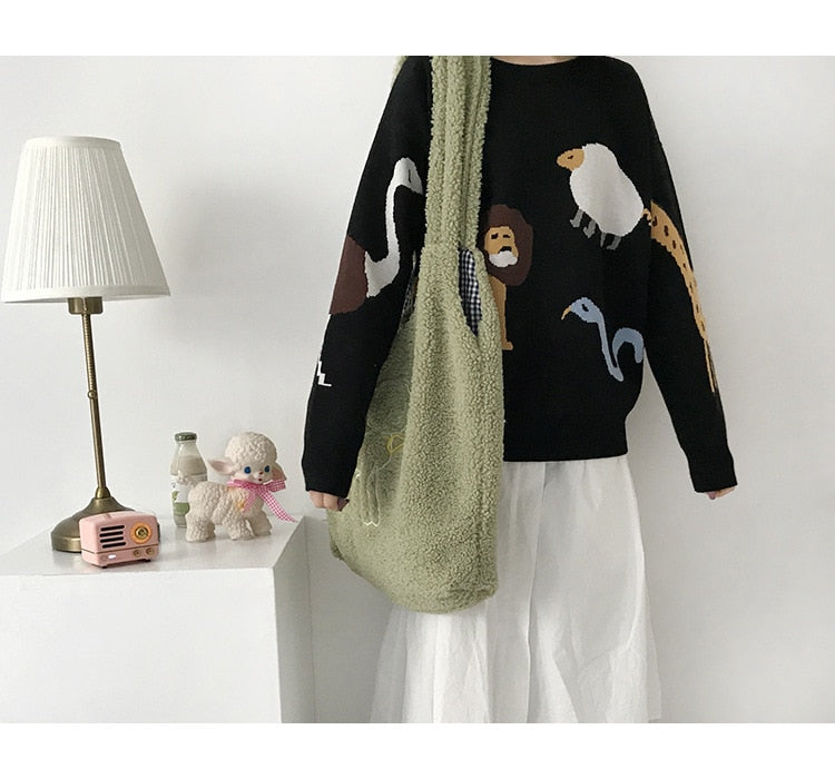 Cute Lamb Plush Shoulder Bag