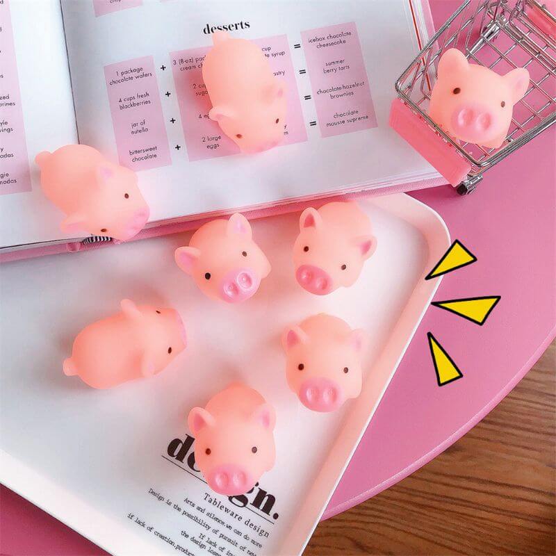 10pcs Kawaii Pink Pig Squeeze Toy