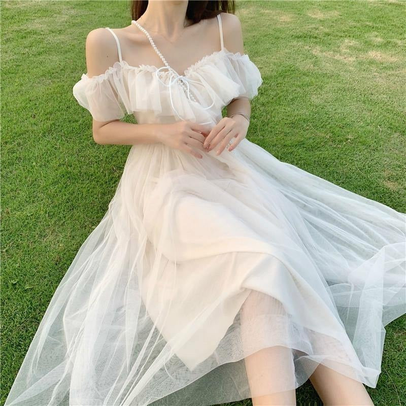 Fairy Mesh Summer Beach Vacation Long Dress