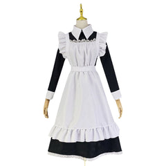 Black and White Long Dress Gothic Style Maid Costume