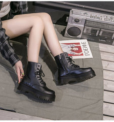 Grunge Shoes Platform Lace-up Combat Boots