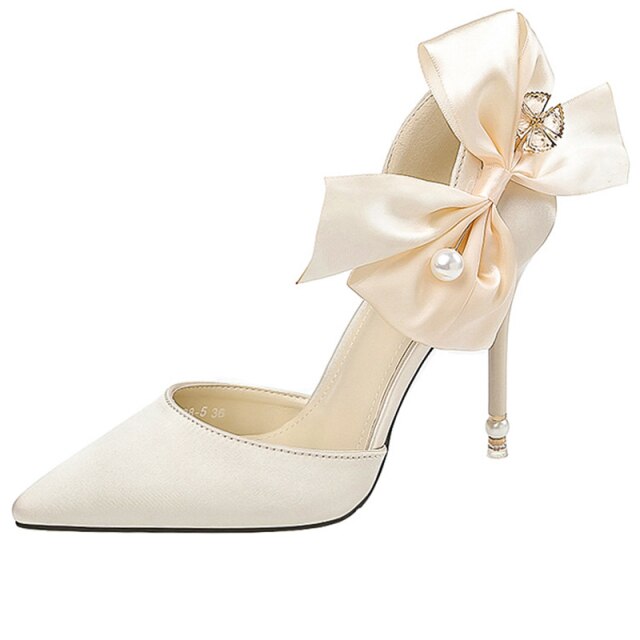 Woman Pumps Bowknot Bridal Heels Wedding Shoes