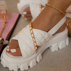 Chunky Shoes Check Chain Sandals