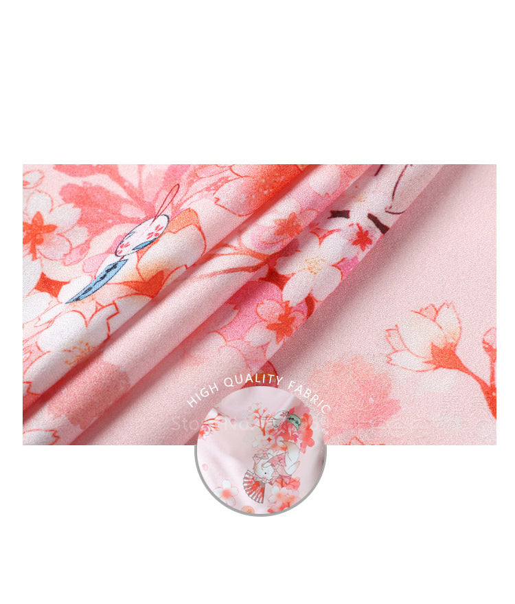 Japanese Kimono Dress Pink Sexy Cherry NightGown