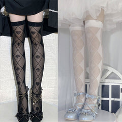 Gothic Poker Cross Diamond Plaid Stockings