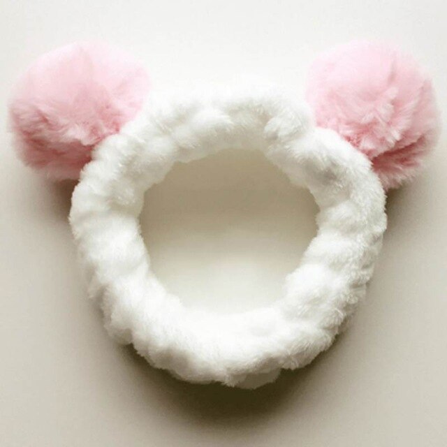 Cute Panda Ear Coral Fleece Headband