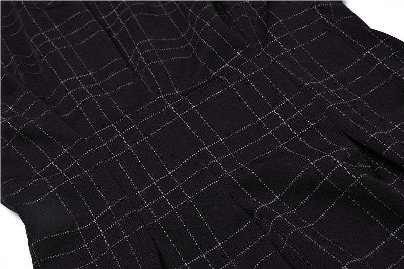 Kariertes Retro-Kleid mit Puffärmeln