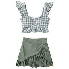 Swimwear Matcha Green Japanese Split Two Pieces Swimsuit