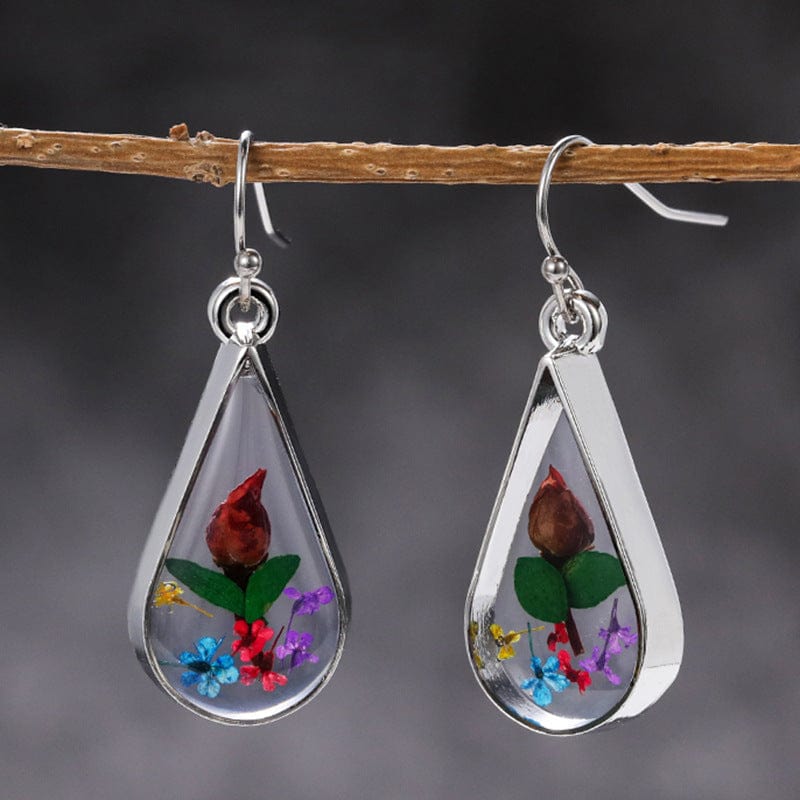 Floral Water Drop Earrings